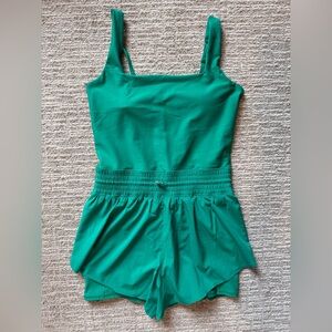 Sleeveless Emerald Green Smocked Waist Romper